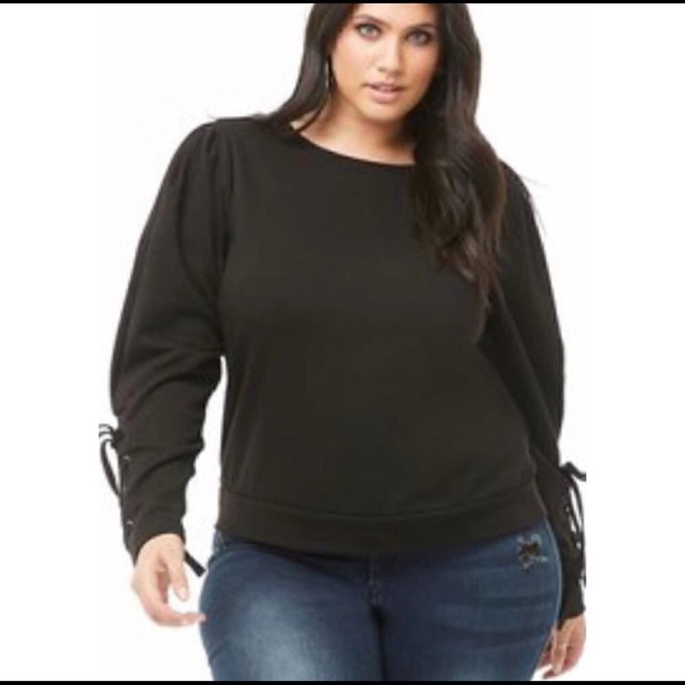 Forever 21 tie sleeve black sweatshirt 2X